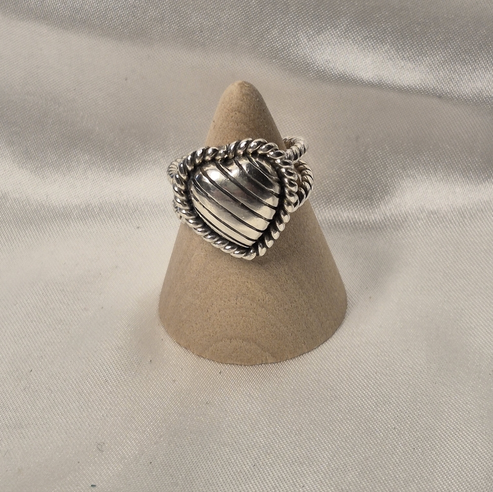 Twisted Rope STERLING Silver Heart Ring. CHUNKY Size 6.5 - Picture 3 of 8